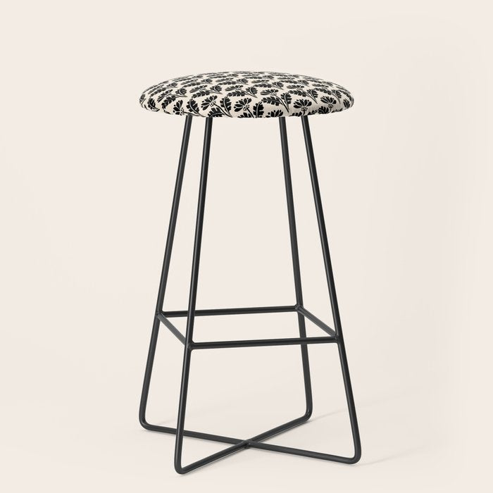 Vintage Floral Arches Art Nouveau Pattern in Black and Almond Cream Stool Gallery Image 1