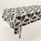 Vintage Floral Arches Art Nouveau Pattern in Black and Almond Cream Tablecloth Gallery Image 1
