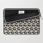 Vintage Floral Arches Art Nouveau Pattern in Black and Almond Cream Laptop Sleeve Gallery Image 2