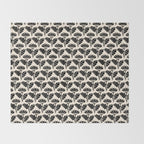 Vintage Floral Arches Art Nouveau Pattern in Black and Almond Cream Throw Blanket Gallery Image 2