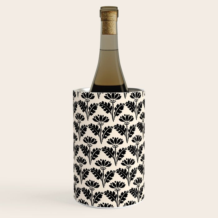 Vintage Floral Arches Art Nouveau Pattern in Black and Almond Cream Wine Chiller Gallery Image 1