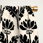 Vintage Floral Arches Art Nouveau Pattern in Black and Almond Cream Window Curtain Gallery Image 2