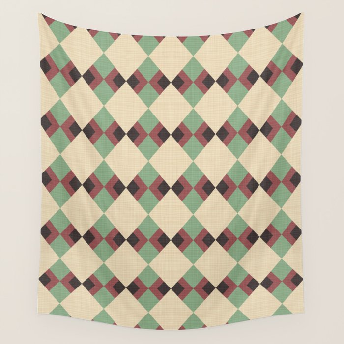 Geometric Trend Pistache and Cocoa Wall Tapestry Gallery Image 1
