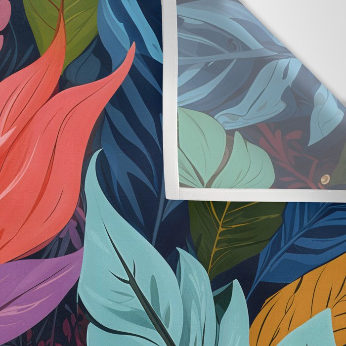 Dark Velvet Garden, Floral Botanical Vintage Illustration, Colorful Mysterious Midnight Plants, Blossom Meadow, Flowers Nature Bloom Painting Wall Tapestry Gallery Image 3