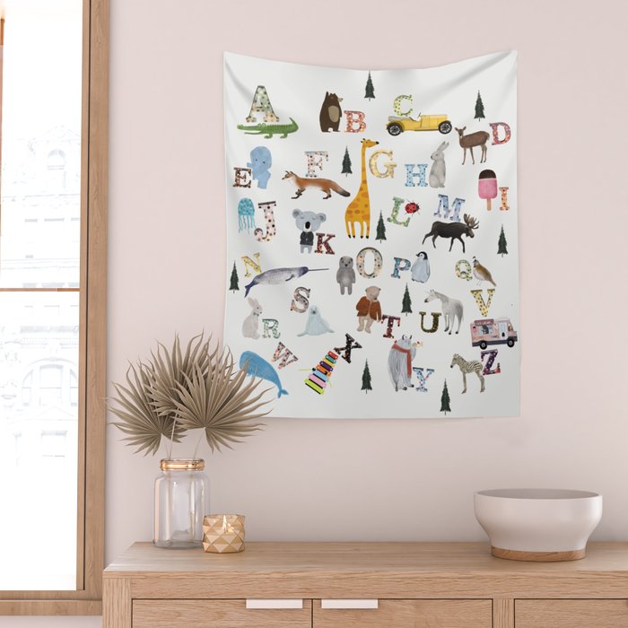 little nature alphabet Wall Tapestry Gallery Image 2