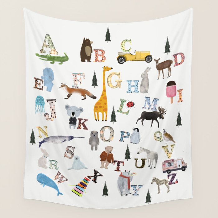 little nature alphabet Wall Tapestry Gallery Image 4