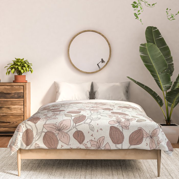 Floral elegance relaxed textured mocha cream Comforter Gallery Image 3