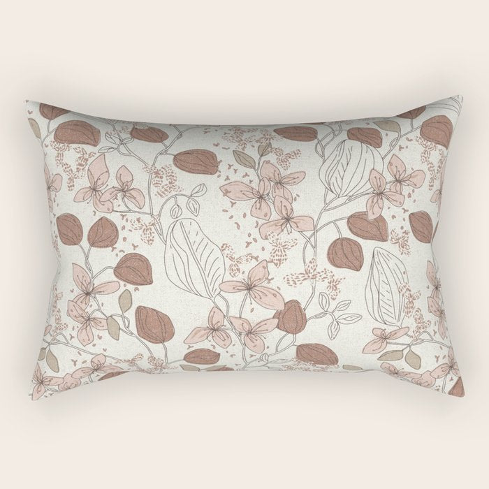 Floral elegance relaxed textured mocha cream Rectangular Pillow Gallery Image 2