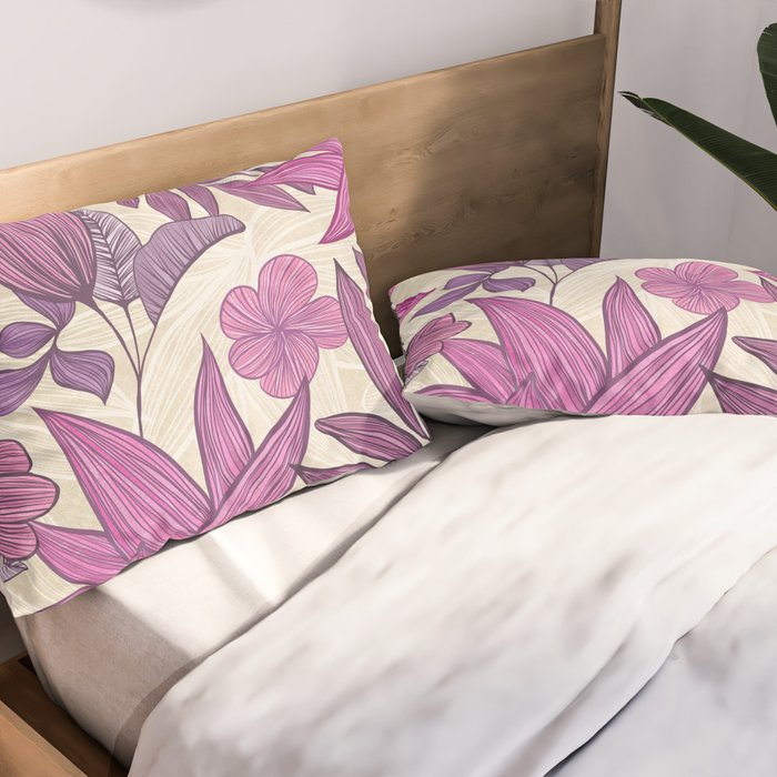 Deep Autumn Forest Floral in Magenta Pillow Sham Gallery Image 2