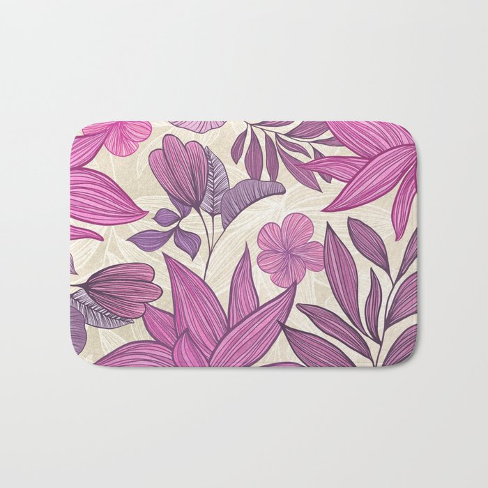 Deep Autumn Forest Floral in Magenta Bath Mat Gallery Image 1