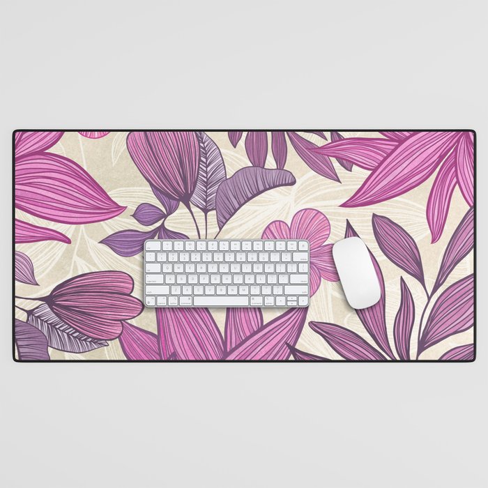 Deep Autumn Forest Floral in Magenta Desk Mat Gallery Image 1