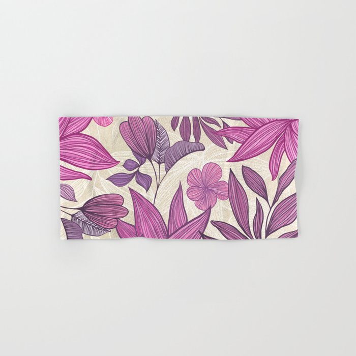 Deep Autumn Forest Floral in Magenta Bath Towel Gallery Image 1