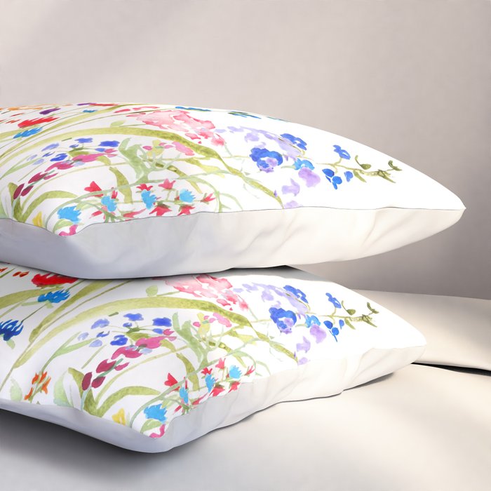 colorful wildflower fields watercolor Pillow Sham Gallery Image 3