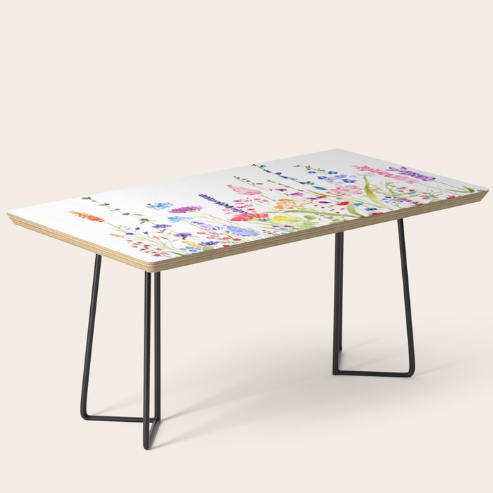 colorful wildflower fields watercolor Coffee Table Gallery Image 1