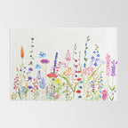colorful wildflower fields watercolor Rug Gallery Image 2