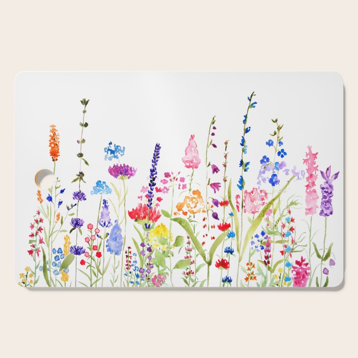 colorful wildflower fields watercolor Cutting Board Gallery Image 1
