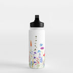 colorful wildflower fields watercolor Water Bottle Gallery Image 3