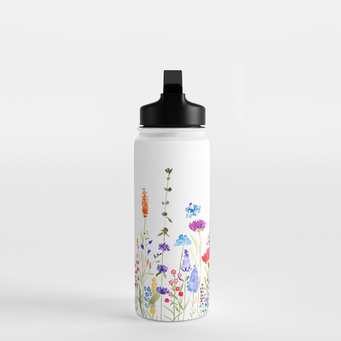 colorful wildflower fields watercolor Water Bottle Gallery Image 3