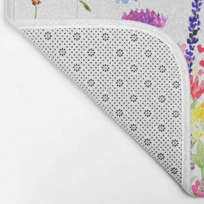 colorful wildflower fields watercolor Bath Mat Gallery Image 2