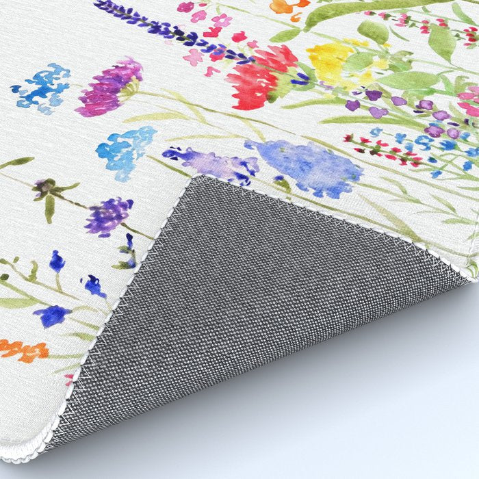 colorful wildflower fields watercolor Rug Gallery Image 4
