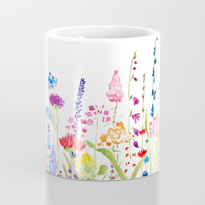 colorful wildflower fields watercolor Coffee Mug Gallery Image 4