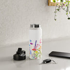colorful wildflower fields watercolor Water Bottle Gallery Image 4