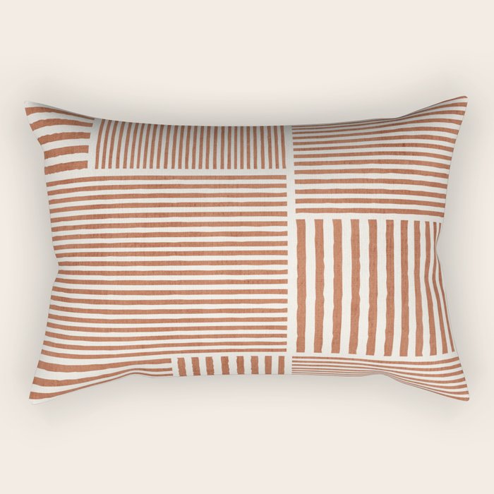 Terracotta Bold Lines Minimalist Geometric Artwork Rectangular Pillow Gallery Image 2