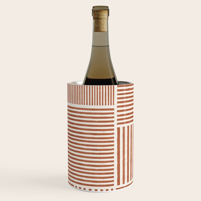 Terracotta Bold Lines Minimalist Geometric Artwork Wine Chiller Gallery Image 1