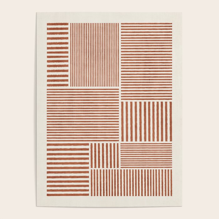 Terracotta Bold Lines Minimalist Geometric Artwork Poster Gallery Image 1