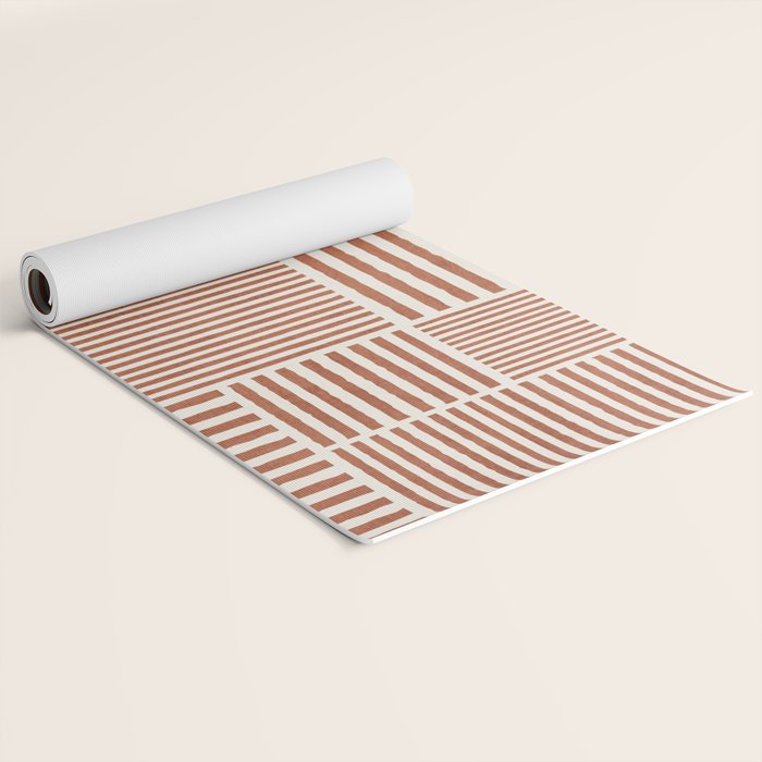 Terracotta Bold Lines Minimalist Geometric Artwork Yoga Mat Gallery Image 2