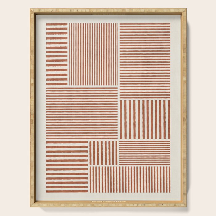 Terracotta Bold Lines Minimalist Geometric Artwork Serving Tray Gallery Image 1