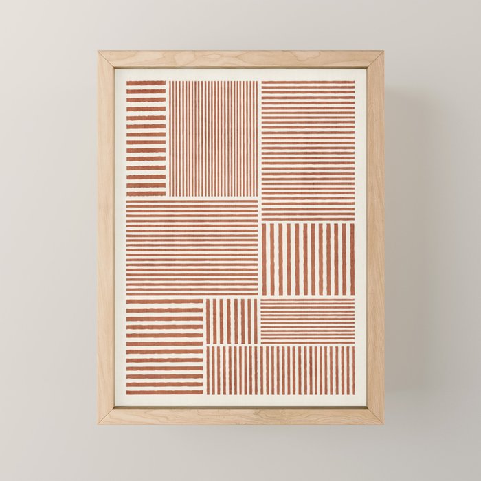 Terracotta Bold Lines Minimalist Geometric Artwork Mini Art Print Gallery Image 1