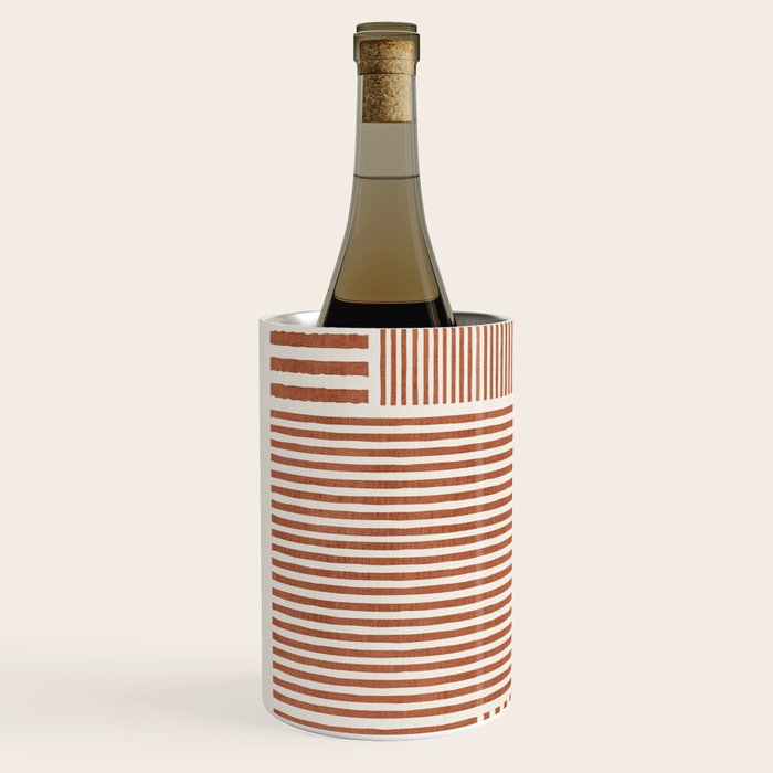 Terracotta Bold Lines Minimalist Geometric Artwork Wine Chiller Gallery Image 2