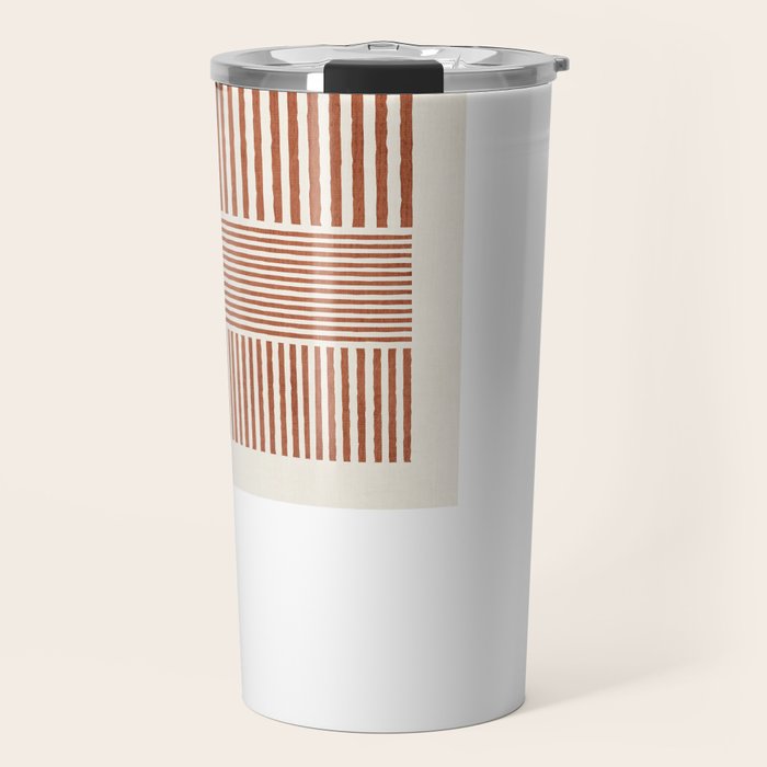 Terracotta Bold Lines Minimalist Geometric Artwork Travel Mug Gallery Image 1