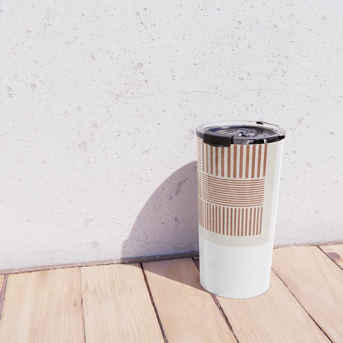 Terracotta Bold Lines Minimalist Geometric Artwork Travel Mug Gallery Image 4