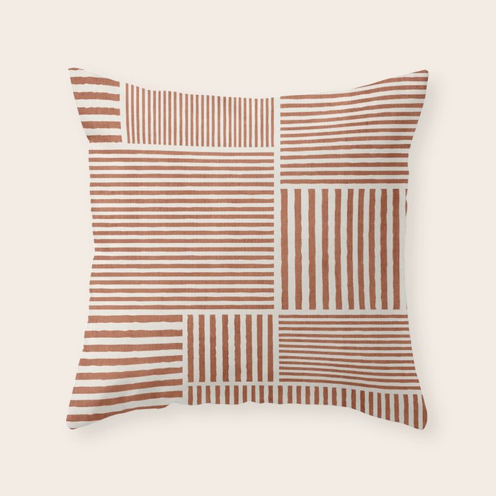 Terracotta Bold Lines Minimalist Geometric Artwork Throw Pillow Gallery Image 1
