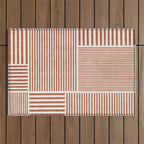 Terracotta Bold Lines Minimalist Geometric Artwork Outdoor Rug Gallery Image 1