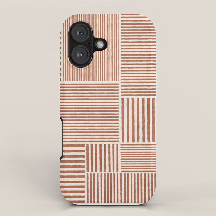 Terracotta Bold Lines Minimalist Geometric Artwork iPhone Case Gallery Image 1