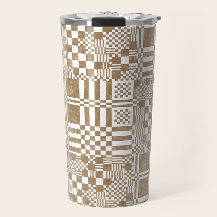 Warm Vintage Checks Travel Mug Gallery Image 1