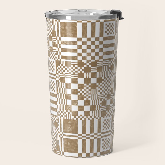 Warm Vintage Checks Travel Mug Gallery Image 2