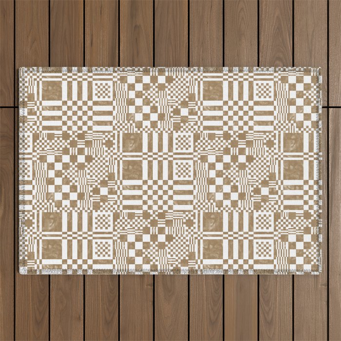 Warm Vintage Checks Outdoor Rug Gallery Image 1