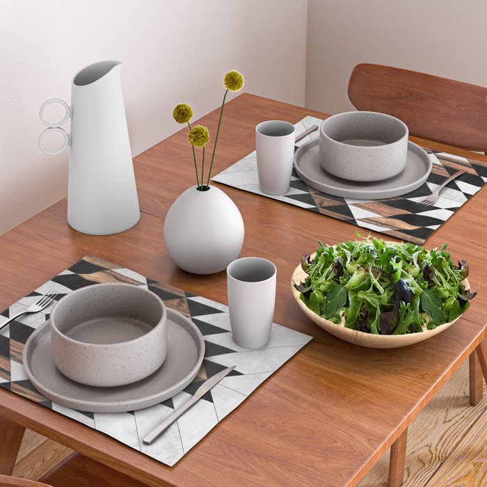 Urban Tribal Pattern No.9 - Aztec - Concrete and Wood Placemat Gallery Image 2