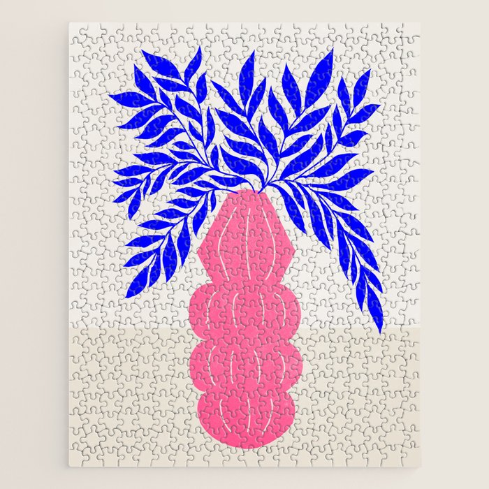 Ruby Pink Vase & Electric Leaves: Vases & Stuff 01 Jigsaw Puzzle Gallery Image 1