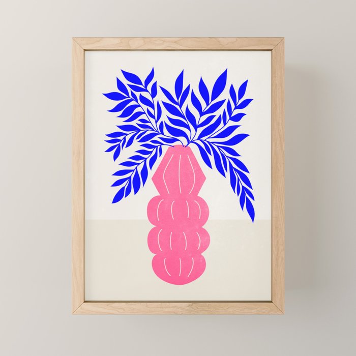 Ruby Pink Vase & Electric Leaves: Vases & Stuff 01 Mini Art Print Gallery Image 1