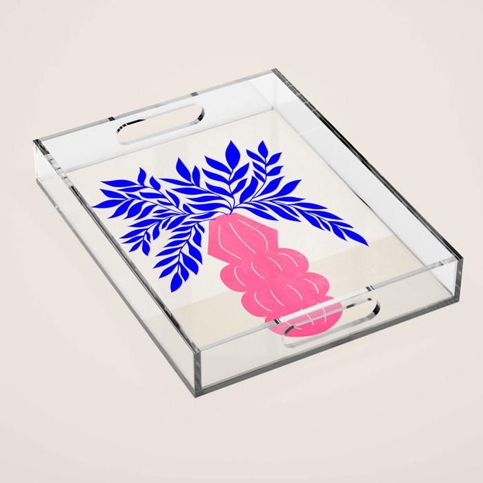 Ruby Pink Vase & Electric Leaves: Vases & Stuff 01 Acrylic Tray Gallery Image 1