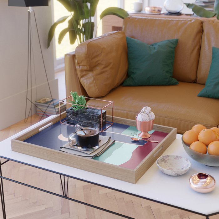 LANDSHAPES - Beach - night Serving Tray Gallery Image 2