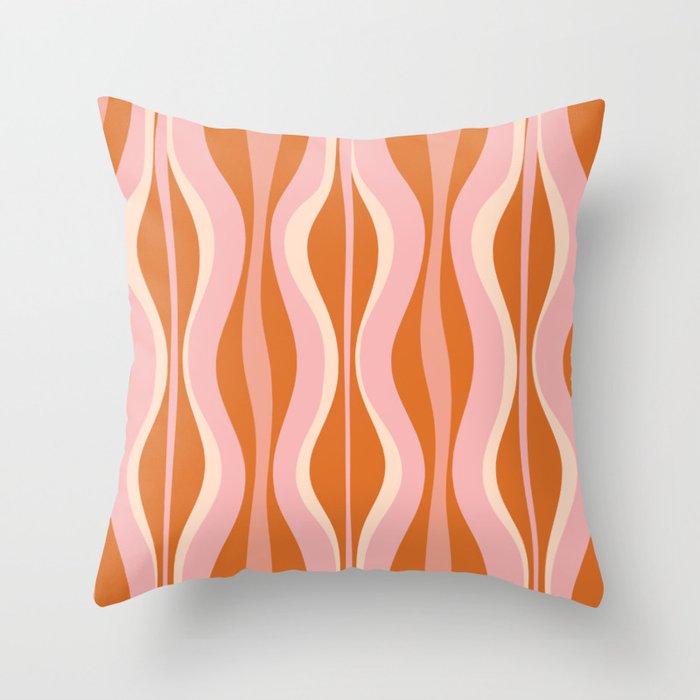 Hourglass Mid-Century Modern Abstract Pattern Pink Orange Cream Throw Pillow Gallery Image 6