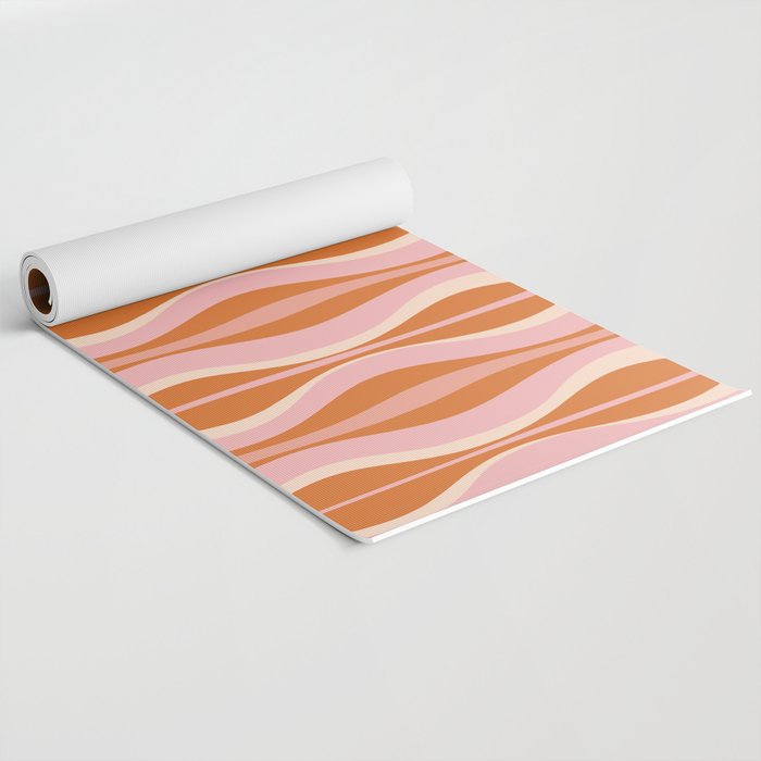 Hourglass Mid-Century Modern Abstract Pattern Pink Orange Cream Yoga Mat Gallery Image 2