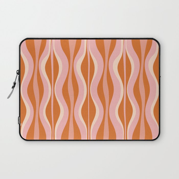 Hourglass Mid-Century Modern Abstract Pattern Pink Orange Cream Laptop Sleeve Gallery Image 1