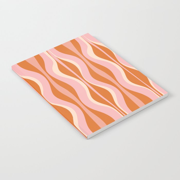 Hourglass Mid-Century Modern Abstract Pattern Pink Orange Cream Notebook Gallery Image 1